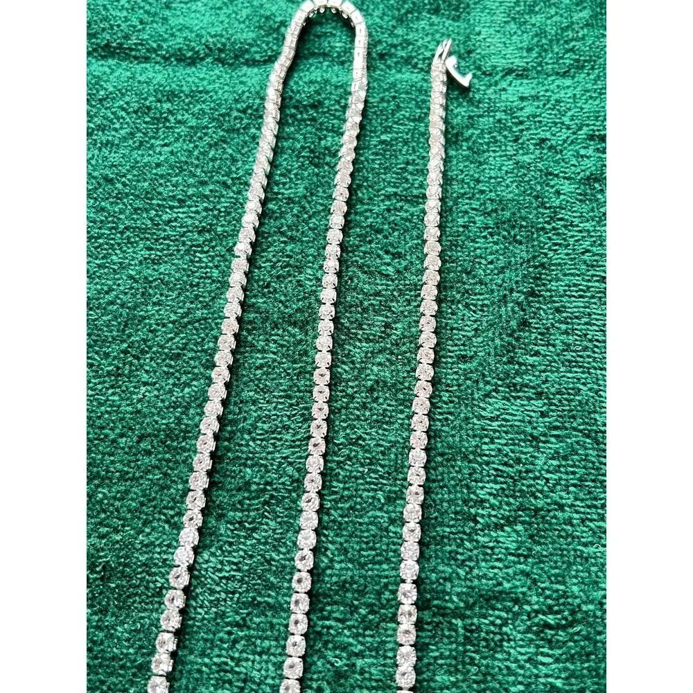 Vintage Silver Rhinestone Fancy Statement Necklace & Bracelet Jewelry Set